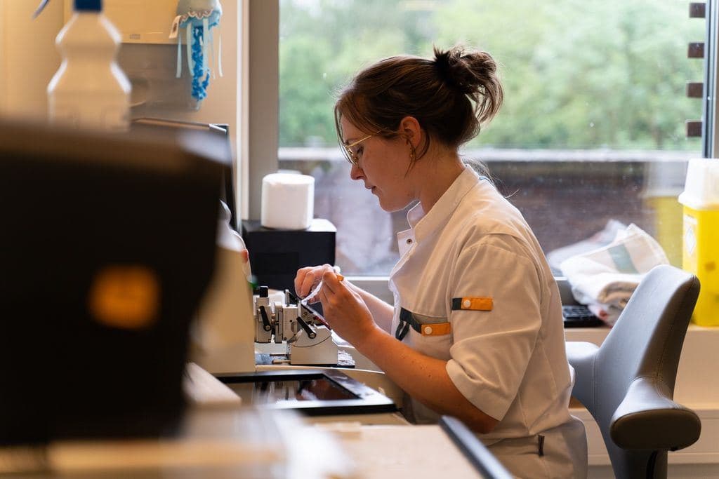 Analiste aan het werk in het laboratorium van Meander Medisch Centrum